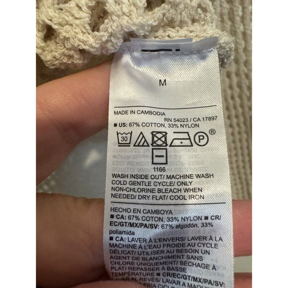 Old Navy Boho Fairy Open Stitch Knit Cropped Boucle Sweater Crochet Ivory M - Picture 7 of 9